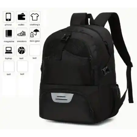 MOCHILA NEGRA PORTA BALÓN